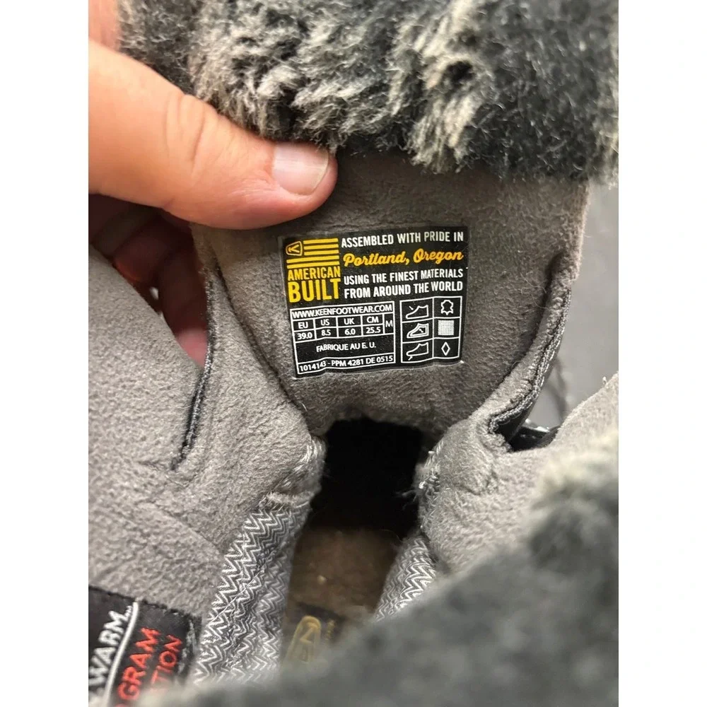 KEEN Durand Polar Waterproof Winter Boots Brown Gray Faux Fur Womens 8.5 1014143
